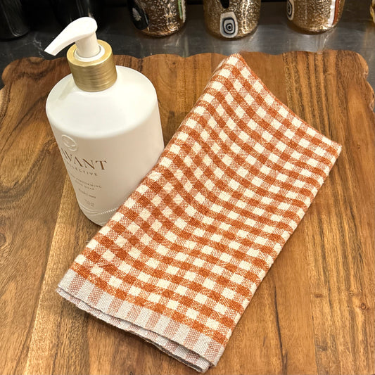 Cognac & Blue Gingham Tea Towel