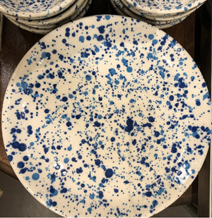 Blue Spongeware Dinner Plate
