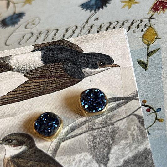 Midnight Druzy Square Stud
