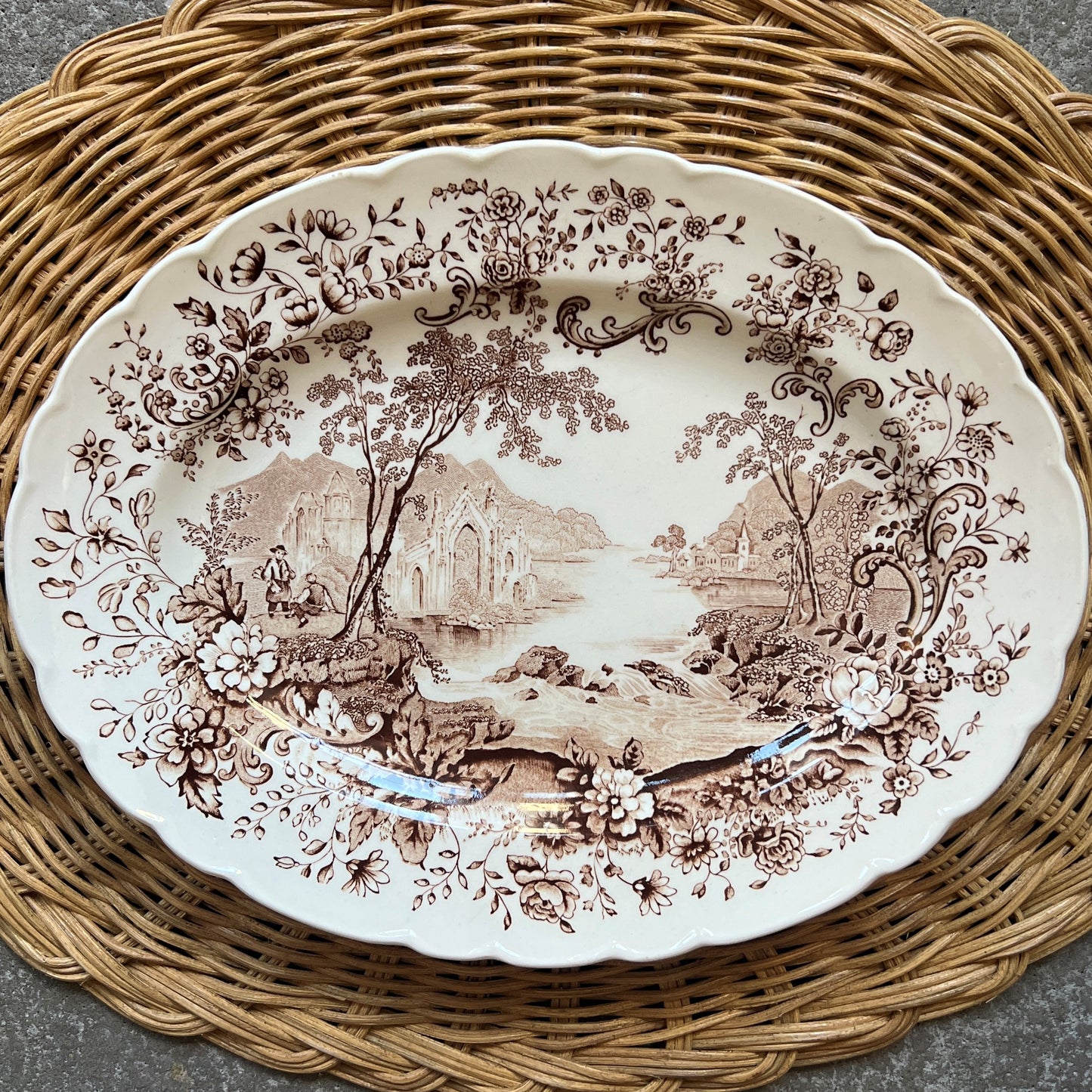 Vintage Brown Oval Dish