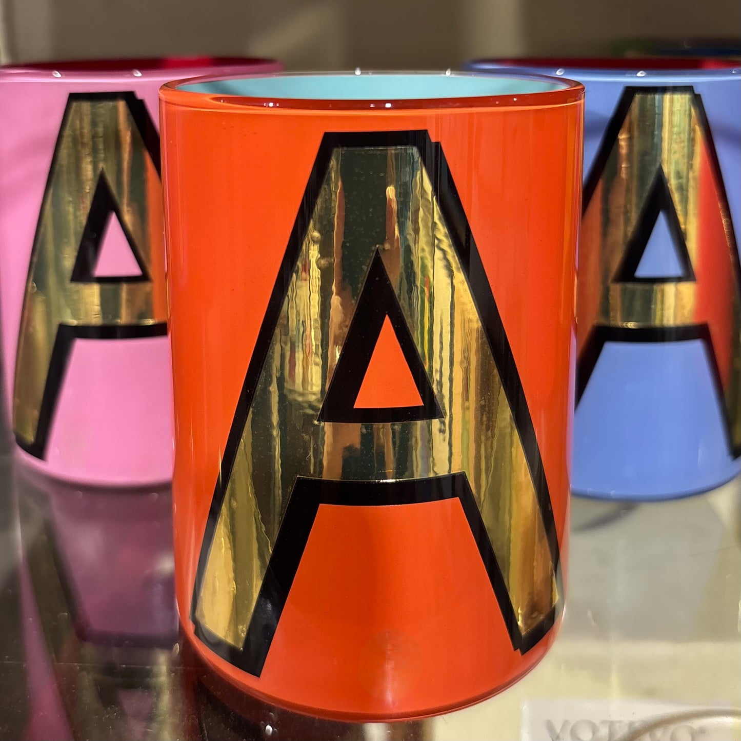 "A" Red Orange Bridie Hall Brush Pot