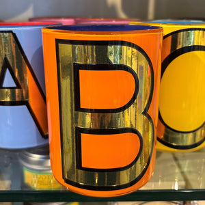 "B" Orange Bridie Hall Brush Pot