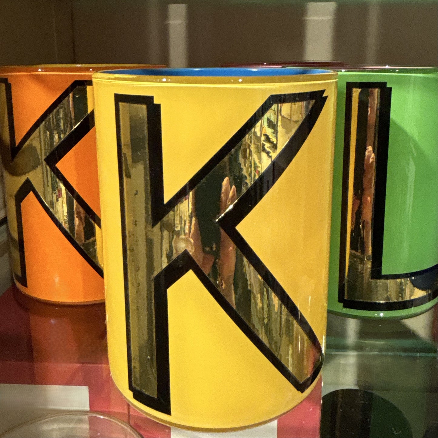 "K" Yellow Bridie Hall Brush Pot
