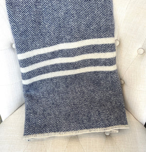 Large Navy with Natural Stripe Blanket