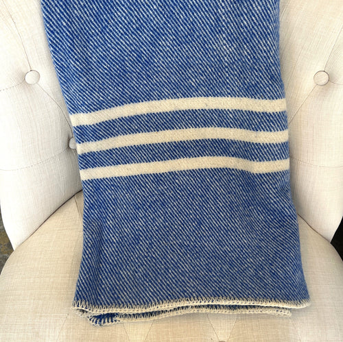 Large Royal Blue with Natural Stripe Blanket