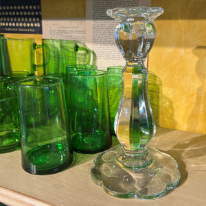 Rounded Clear Glass Candlestick