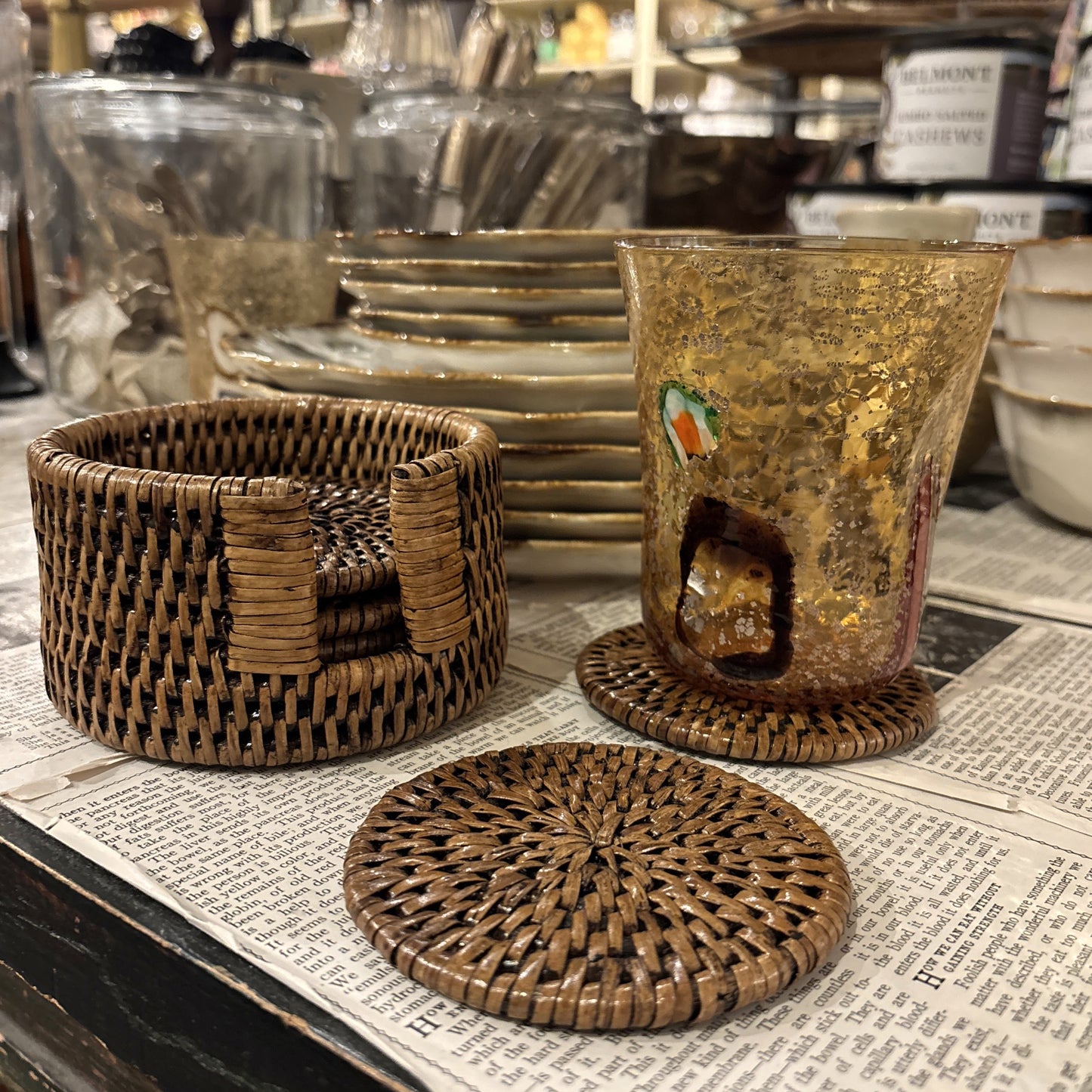 Burma Rattan Coaster Set