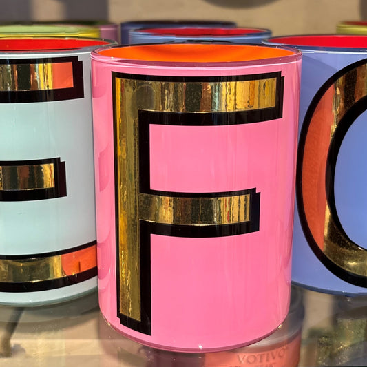 "F" Pink Bridie Hall Brush Pot