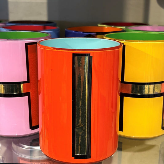 "I" Orange Bridie Hall Brush Pot
