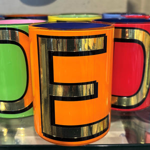 "E" Orange Bridie Hall Brush Pot