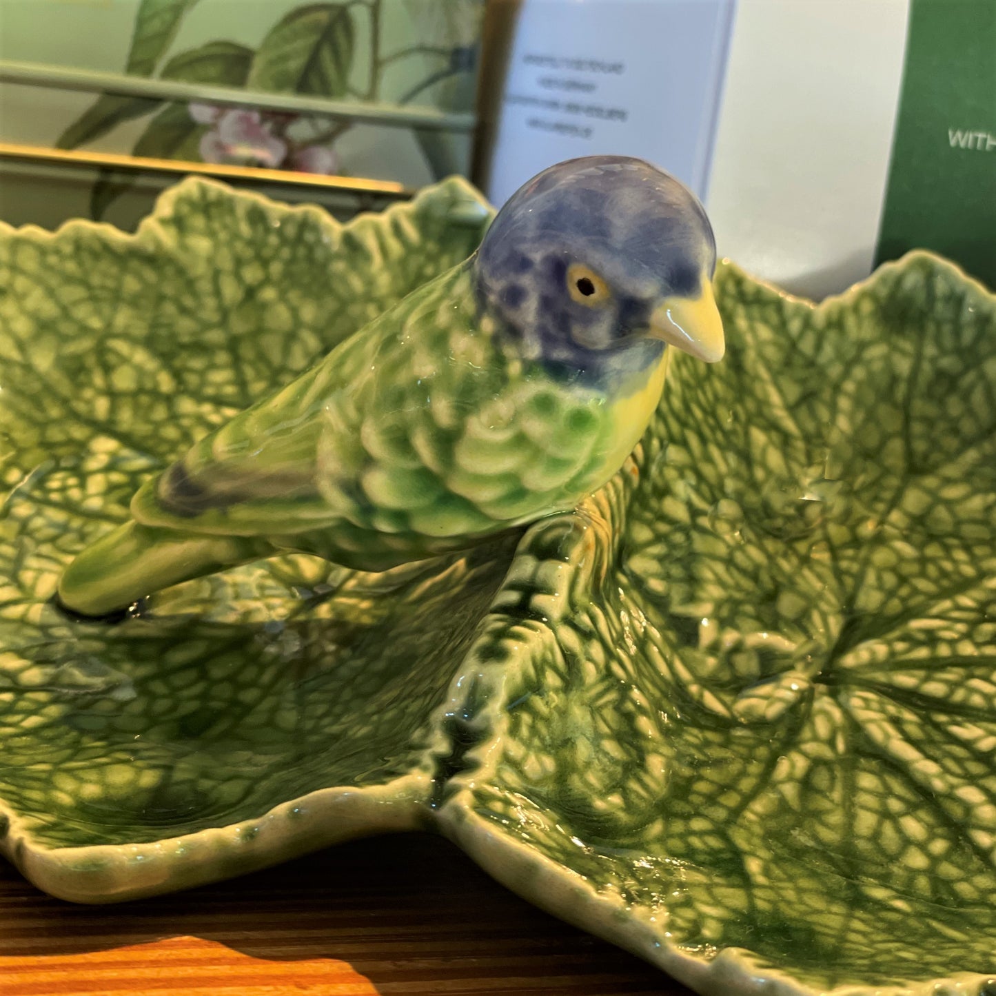 Double Leaf Blue Bird Dish