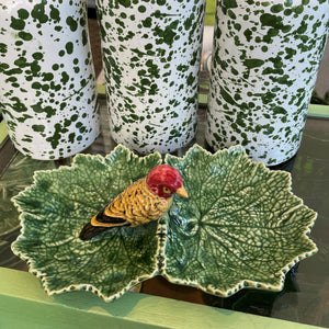 Double Leaf Red Bird Dish