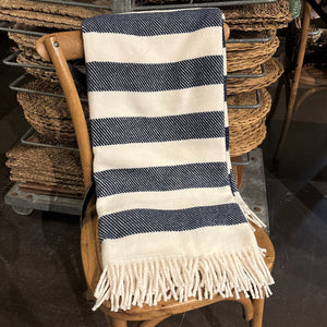 Navy Candy Stripe Throw