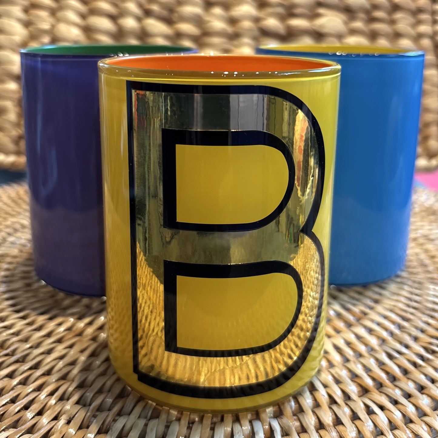 "B" Yellow Bridie Hall Brush Pot