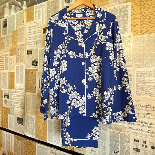 Navy Shadow Blossom Pajama Set, Extra Large