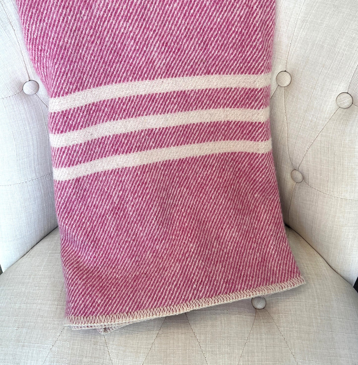 Large Fuchsia with Natural Stripe Blanket