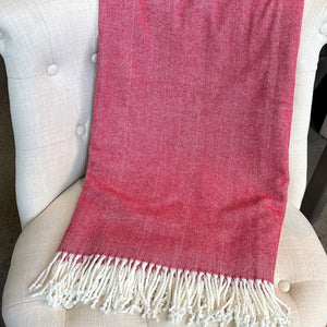 Carmine Red Herringbone Throw
