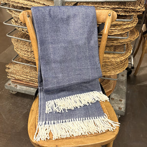 Harbor Blue Herringbone Throw