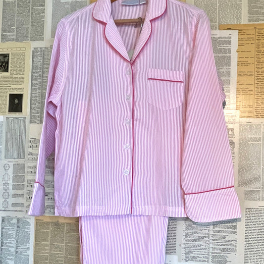 Pink Seersucker Pajama Set, Medium