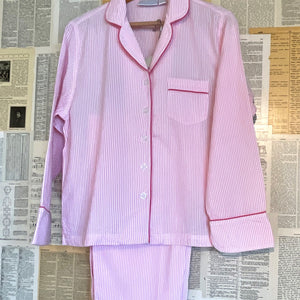 Pink Seersucker Pajama Set, Large