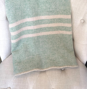 Large Light Green with Natural Stripe Blanket