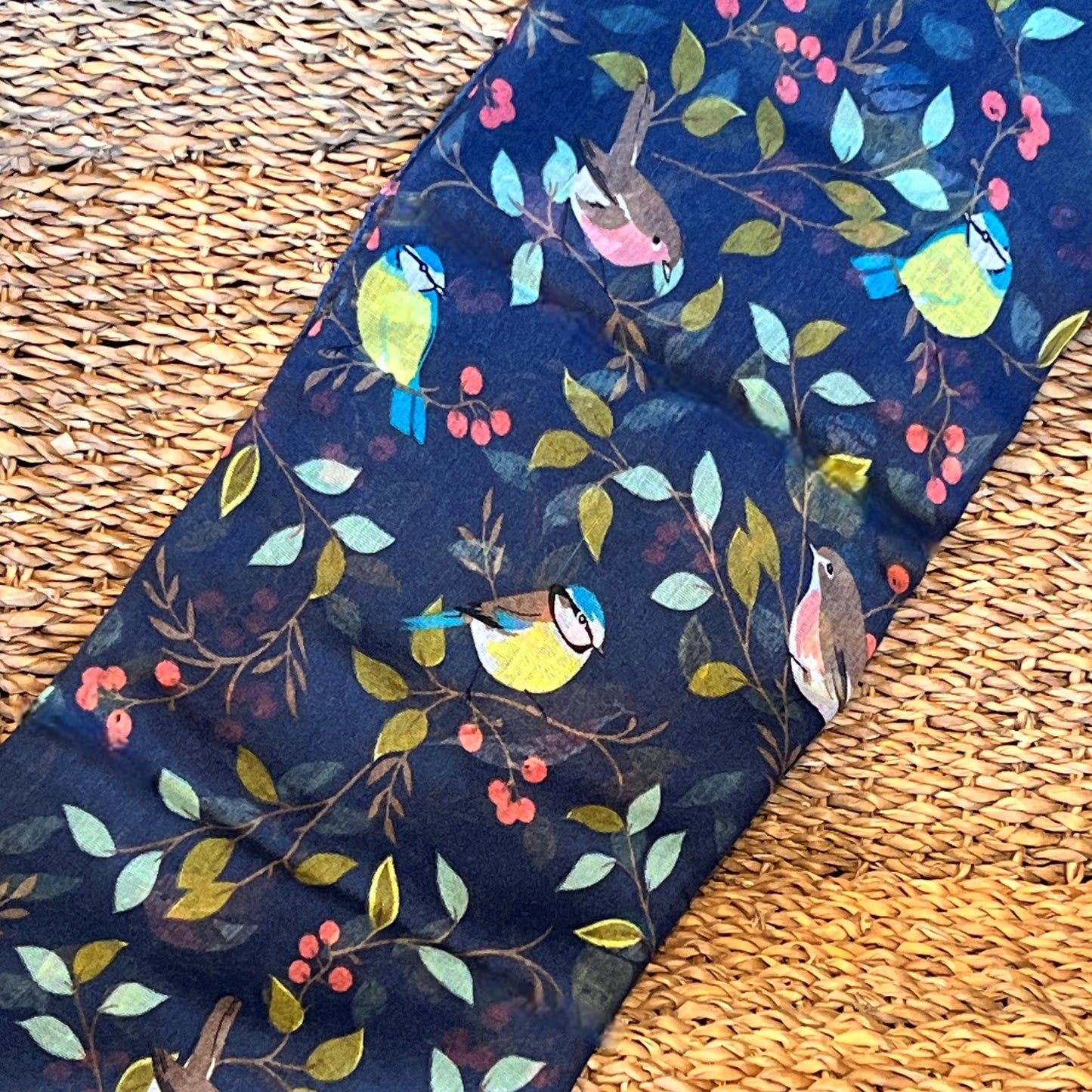 European Bird Denim Blue Scarf