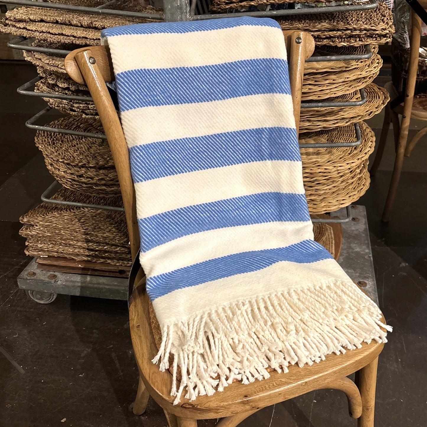 Cobalt Candy Stripe Throw