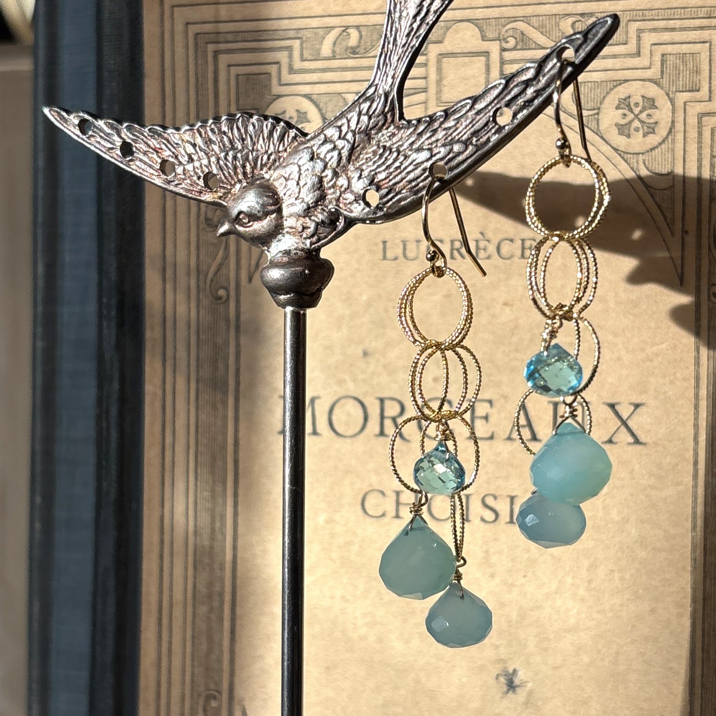 Twist Chain Blues Hoop Earrings