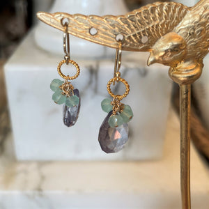 Topaz Drop with Chalcedony Cluster Drop Earrings