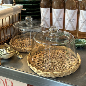 Wicker Tray & Cloche Small