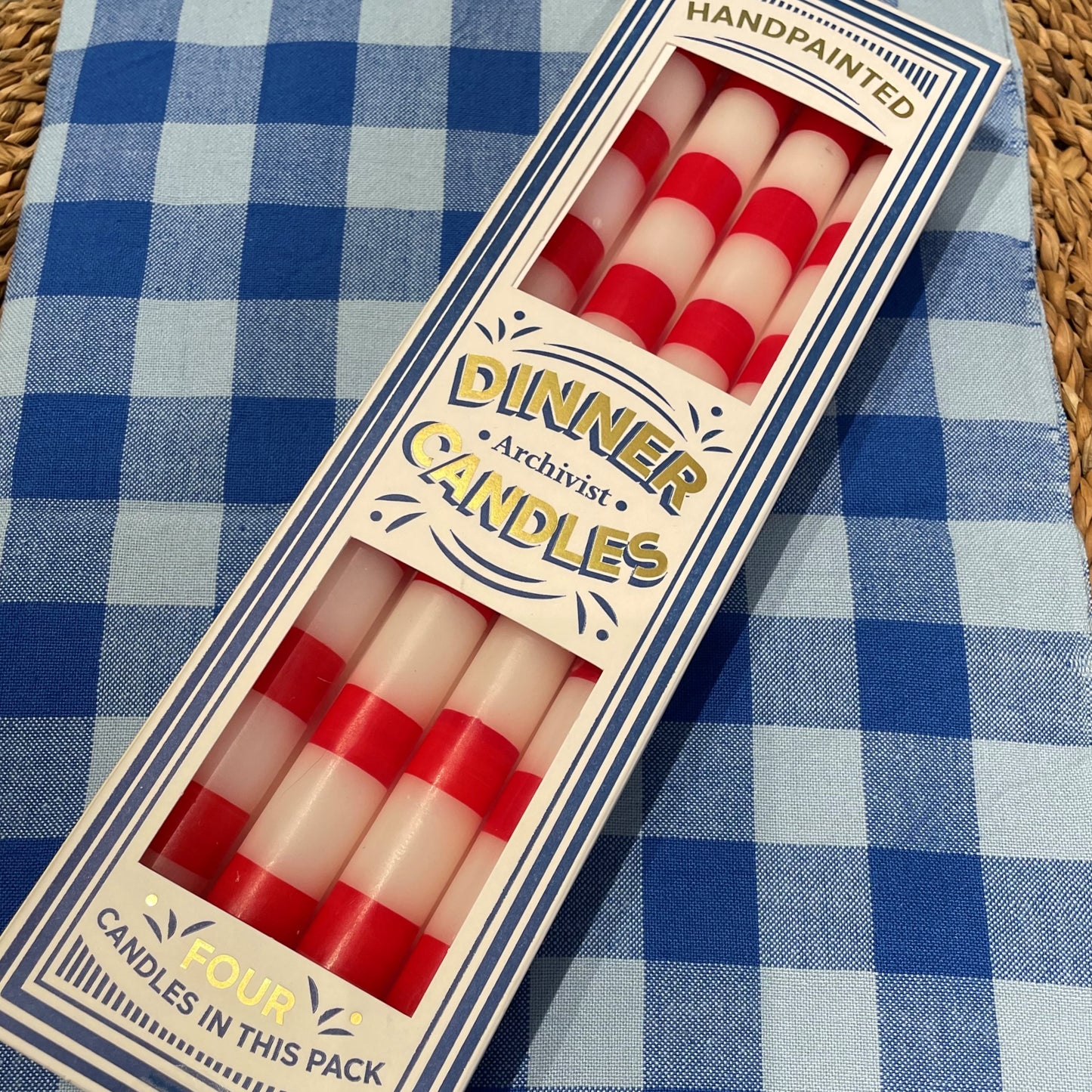 Pack Red Striped Dinner Candle