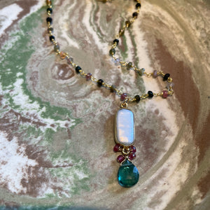 Pink Pearl Quartz Drop Necklace