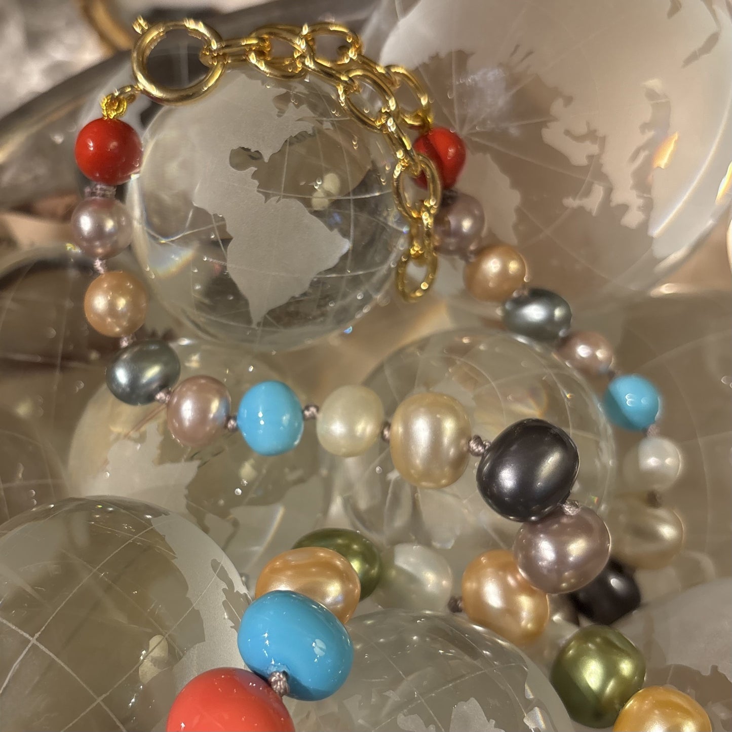 Rainbow Pebble Necklace