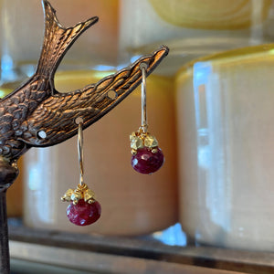 Ruby Rondelle Cluster Earrings