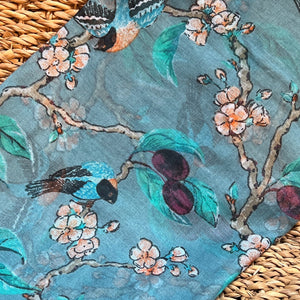 Fruit Bird Light Teal Scarf