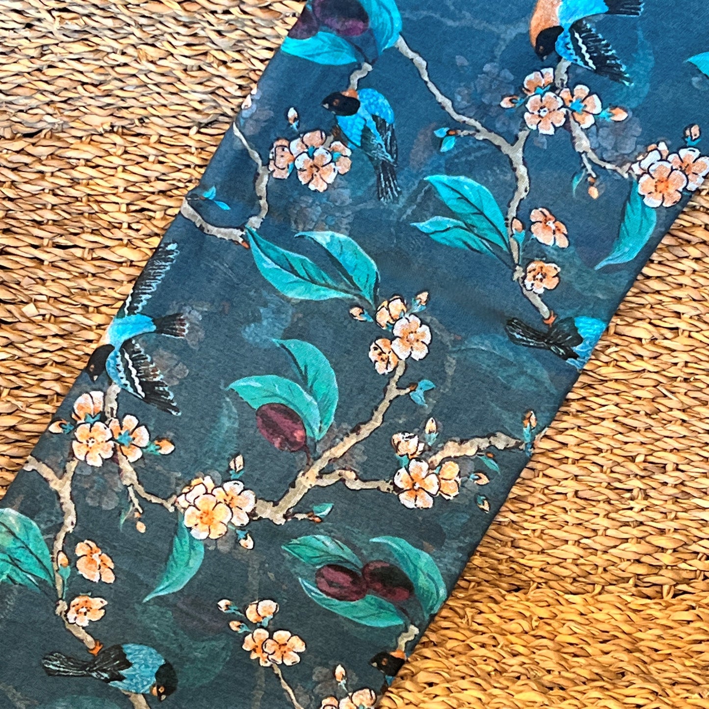 Fruit Bird Dark Teal Scarf