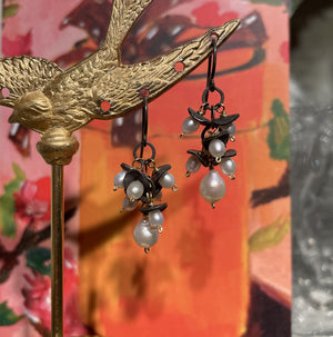 Pearl & Silver Disc Earrings