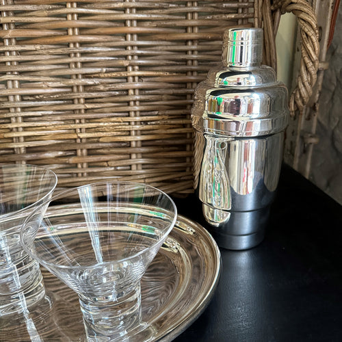 Vintage Hotel Silver Cocktail Shaker Stepped