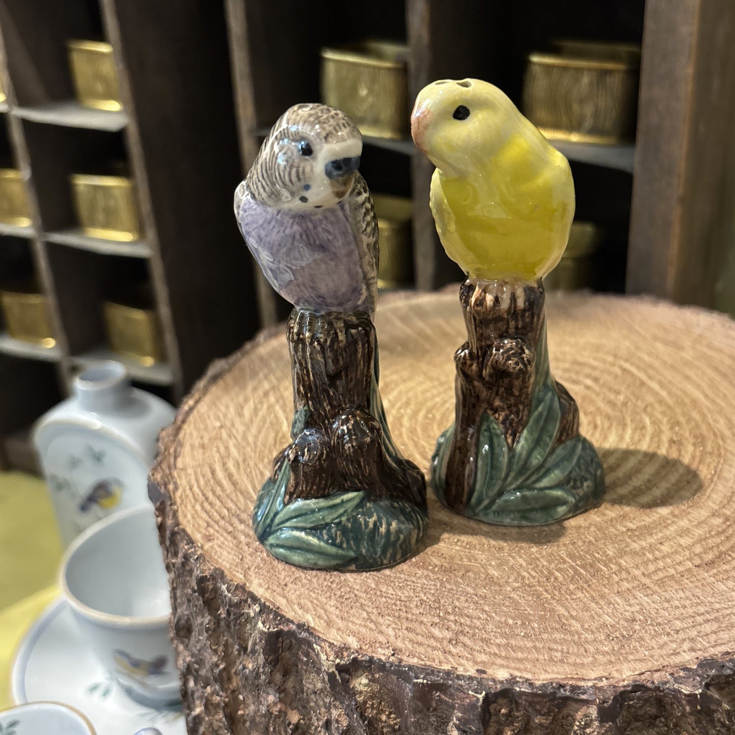 Budgerigar Purple & Yellow Salt & Pepper Set
