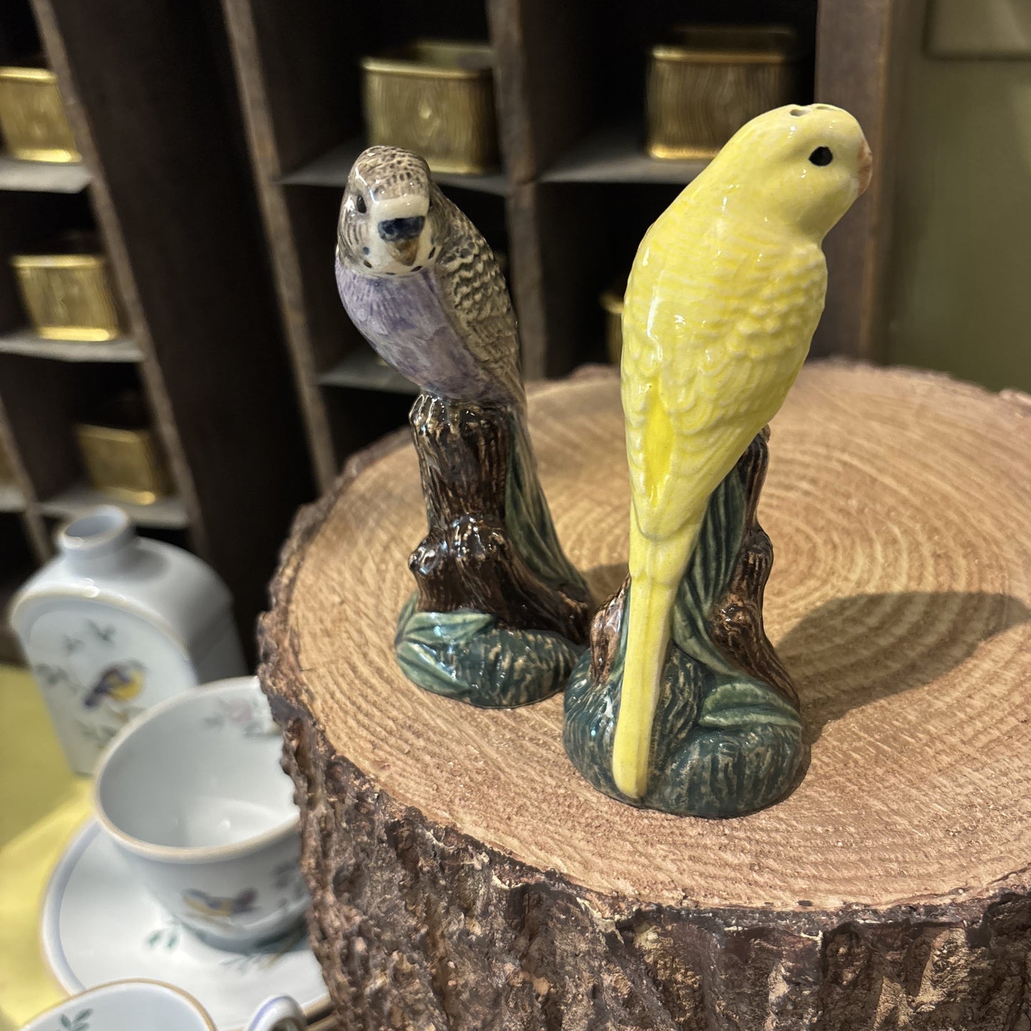 Budgerigar Purple & Yellow Salt & Pepper Set