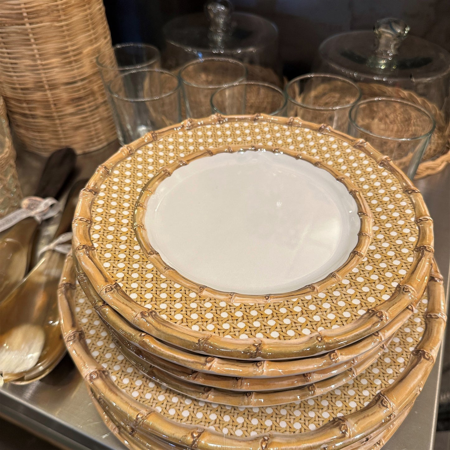 Bamboo Cane Melamine Dessert Plate