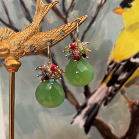 Chrysophrase with Rainbow Cluster Earrings