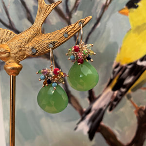 Chrysophrase with Rainbow Cluster Earrings