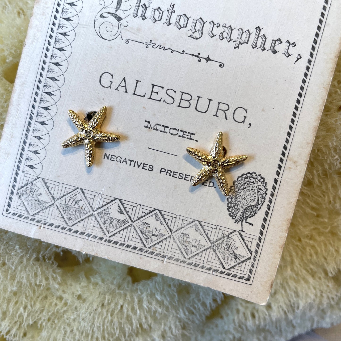 Gold Starfish Post Earrings, .5"