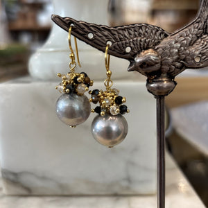 Pearl with Neutral Cluster Earrings