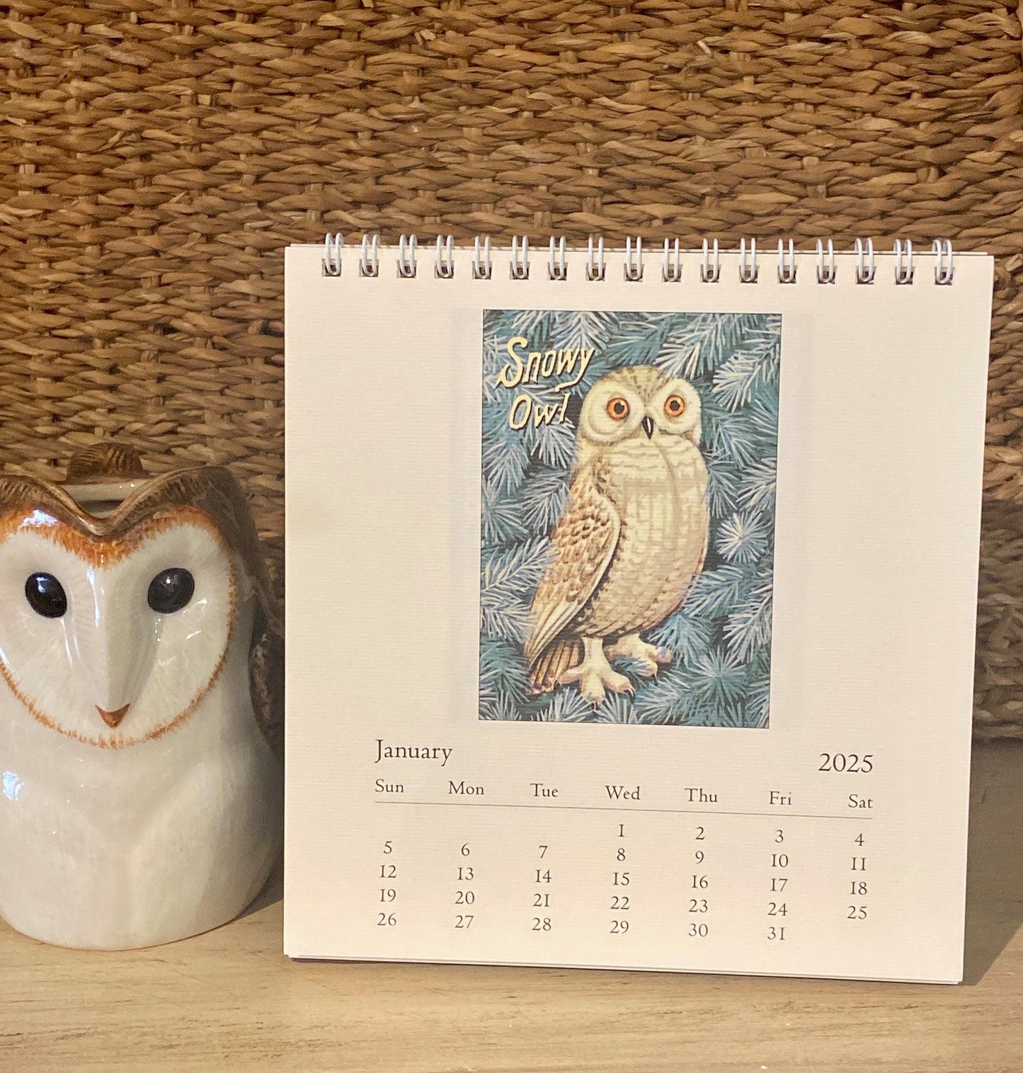 Vintage Owl 2025 Desk Calendar