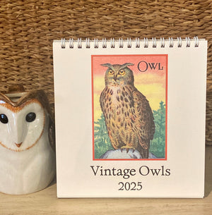 Vintage Owl 2025 Desk Calendar