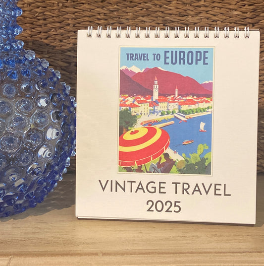 Vintage Travel 2025 Desk Calendar