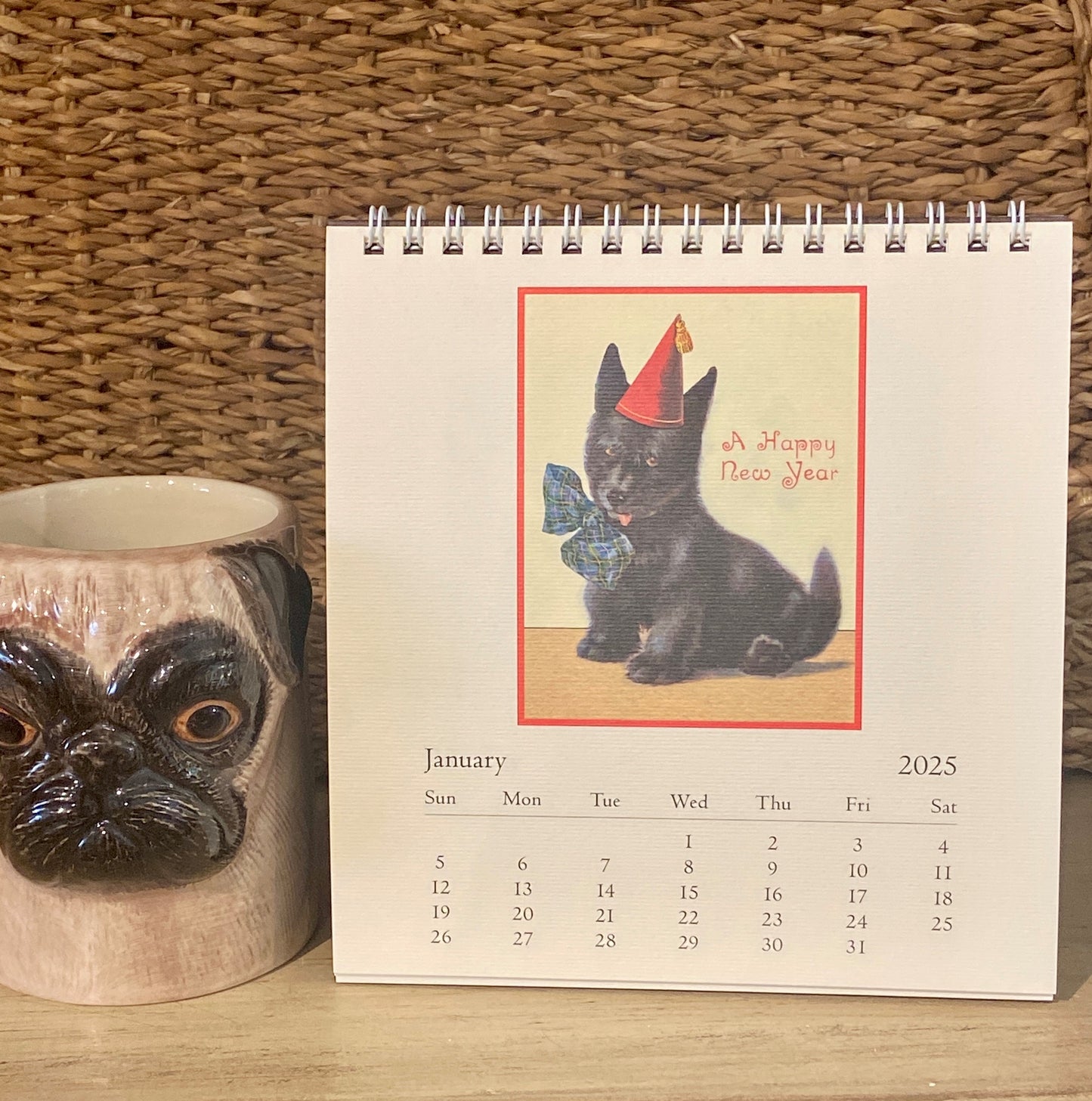 Vintage Dogs 2025 Desk Calendar