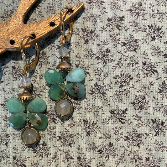 Green and Brass Earrings
